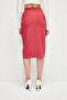 Slit-Waist Pencil Skirt with Metal Buckle - 5