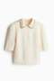 Embellished-collar knitted top