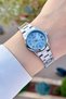 Silver Color Calendar Women's Wristwatch with Blue Cord - 5