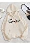 Coraline Winter Sweatshirt - Beige Printed Oversize Raster Hooded - 2