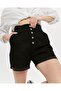 Denim Shorts (Lycra) with Button Detail - 2