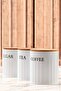 3-Piece Wooden Lid Metal Storage Box Tea Coffee Sugar Jar Storage Container White