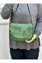 Genuine Suede Leather, Cross Strap, Casual Bag, Women's Shoulder Bag, Moss Green 21*20*7 cm - 4