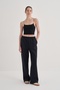 Women's Steel Knitted Palazzo Trousers Navy Blue - 2