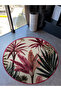 سجادة مستديرة مزخرفة بقاعدة منسوجة حديثة من Bliss Pink Palm Tropical 936 - 2