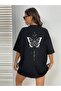 Moon Butterfly T-Shirt - Black Oversize Printed Crew Neck Printed Short Sleeve Loose Fit - 2