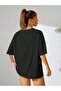 Rose Face Silhouette T-Shirt - Black Oversize Printed Crew Neck Printed Short Sleeve Loose Fit - 6