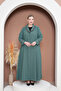 Hijab Crepe Buttoned Mevlana Pul Sequin Detailed Pocketed Abaya Ferace Size 42-48 - 2
