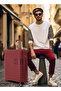 Anti Theft Stylish PP 3 Pcs Trolley Set - Wine Red - 6