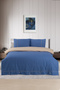Cotton Duvet Cover Set Single Indigo-Cappuccino