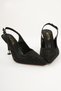 Women's Black Pointed Toe Back Open Stone Evening Shoes - 3