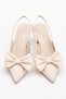 Rissoli Women's Beige Cream Skin Fabric Bow Open Back Casual Comfortable Evening Dress Stiletto Heeled Shoes - 2