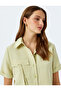 Modal Fabric Short Sleeve Pocket Detail Crop Shirt