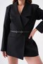 Women's Faux Leather Thin Band Metal Buckle Black Belt 1948 - 4
