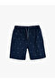 Printed Palm Cotton Bermuda Shorts with Lace-Up Waist