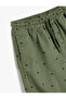 Cotton Patterned Bermuda Shorts with Lace-Up Waist - 3