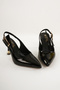 Women's Black Patent Leather Buckle Detailed Back Open Heel Stiletto Shoes - 3