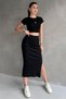 Rabi̇ Shi̇ne Women's Crew Neck Slit Camisole Two-Piece Set - 2