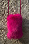 Women's Strap Plush Fuchsia Bag |   Fur Postman Model - 5