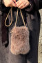 Women's Strap Plush Brown Bag |   Fur Postman Model - 5