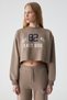 Gloryy Women's Comfort Fit Print Detailed Elastic Leg Organic Cotton Light Brown Bottom-Top Suit - 2