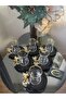 Black Glass Plate Butterfly Detailed 12 Piece Tea Set for 6 People, Tea Set, Irem Tea Cups - 7