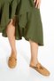 Women's Slippers - Genuine Leather, Tassel Detail, Model 6301 - Caramel - 3