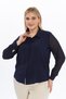 Apsen Women's Navy Blue Large Size Crepe Chiffon Sleeve Shirt 5187-70
