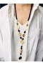 Long Natural Stone and Real Pearl Design Necklace 75cm