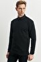 Men's Black Standard Fit Regular Cut Crew Neck Knitwear Sweater. - 2