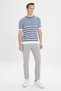 Men's Navy Blue-White Slim Fit Slim Fit 100% Cotton Striped Crew Neck Knitwear T-Shirt - 2