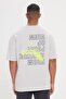 Men's Gray Oversize Loose Cut Crew Neck 100% Cotton Back Printed T-Shirt - 5