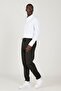Men's Khaki Standard Fit Regular Cut Comfortable Flannel Pocket Tie Waist Knitted Stretch Trousers - 3