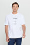 Men's Off-White Long Fit Slim Fit Crew Neck 100% Cotton Printed T-Shirt