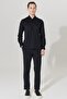 Men's Black Slim Fit Narrow Cut Hidden Button Collar 100% Cotton Shirt - 3