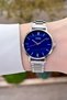 Silver Color Women's Wristwatch with Dark Blue Cord - 4