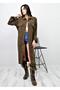 Women's Melton Belt Pack Double Pocket Buttoned Long Oversized Lumberjack Shirt Tunic Dress 3280350 - 4
