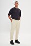 Men's Beige Standard Fit Regular Cut Comfortable Sports Sweatpants with Elastic Waist and Legs - 2