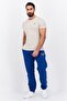 Men Regular Fit Drawstring Brand Logo Sweatpants, Blue - 2
