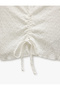 Tie Detail V Neck Short Sleeve T-Shirt Crop T-Shirt - 6