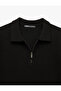Half Zipper Viscose Blended Basic Short Sleeve Knitwear T-Shirt - 6