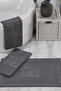3-piece bathroom foot towel 100% cotton 50x70 cm anthracite - 2