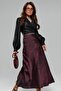 Burgundy Patterned Satin Women's Long Skirt Mg2333 - 6
