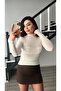 Ecru Semi-Transparent Stand Collar Soft Touch Blouse - 4