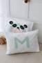 2-Piece Pillow Case (35X45) Mint Blue Panda - Letter Series - Letter M - 2