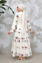 Embroidery Patterned Ecru Hijab Dress 45541E - 8