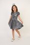 Gray Metallic Shiny Bow Detailed Girls' Dress D132