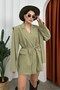 Women's Oversize Blazer Jacket with Belted Shoulder Detail - 2