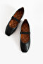 Women's Strappy Matte Black Ballerinas - 3