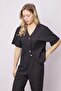 Women's Loose Sleeve Lycra Mesh 1St Class Fabric Stylish Cardigan-Black - 6